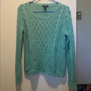 Spring green cable knit sweater